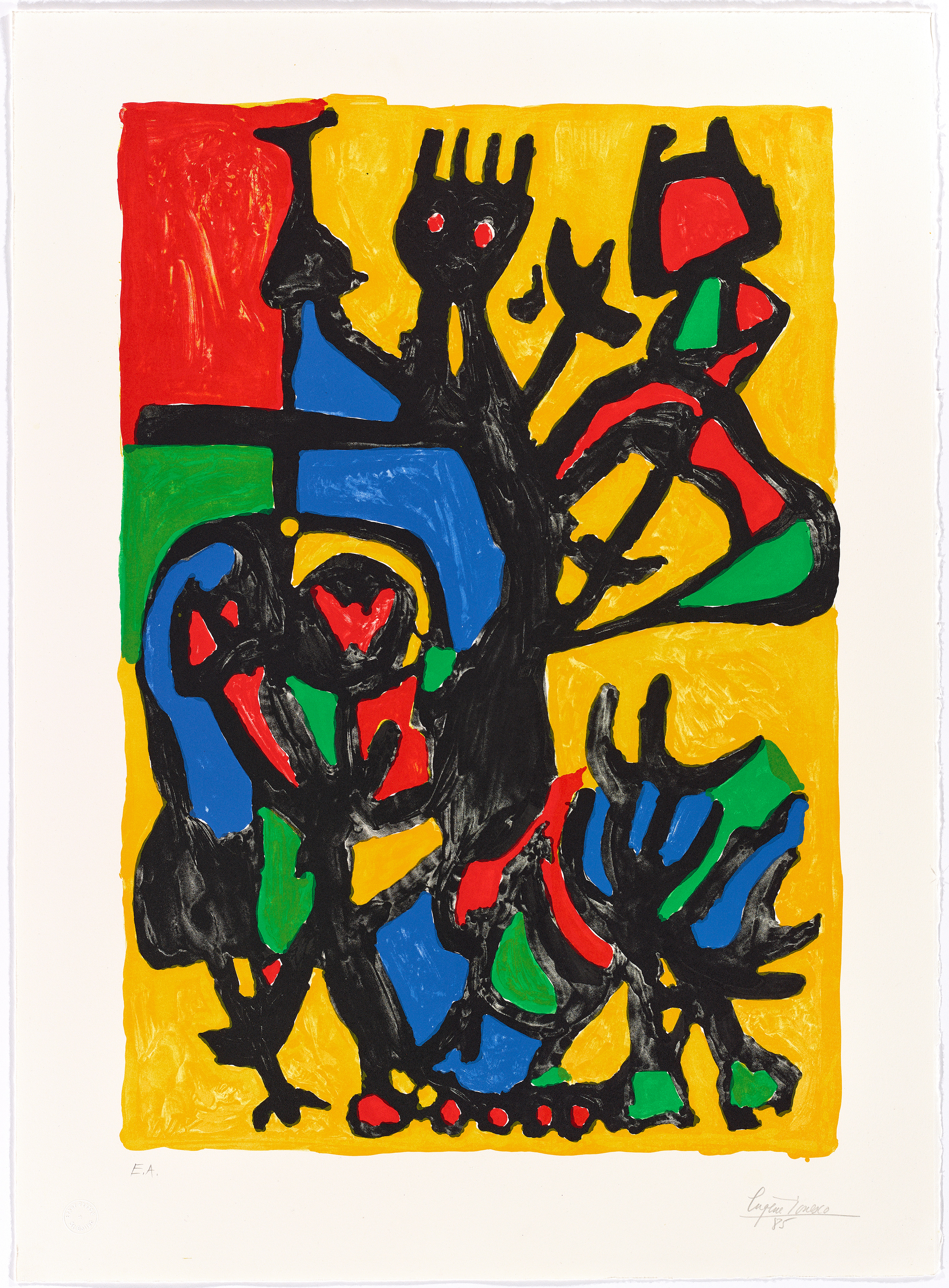 Eugène Ionesco, Les Hautes danseuses (Triomphe de la mort), 1985, lithographie, 74 x 54 cm © Marie-France Ionesco