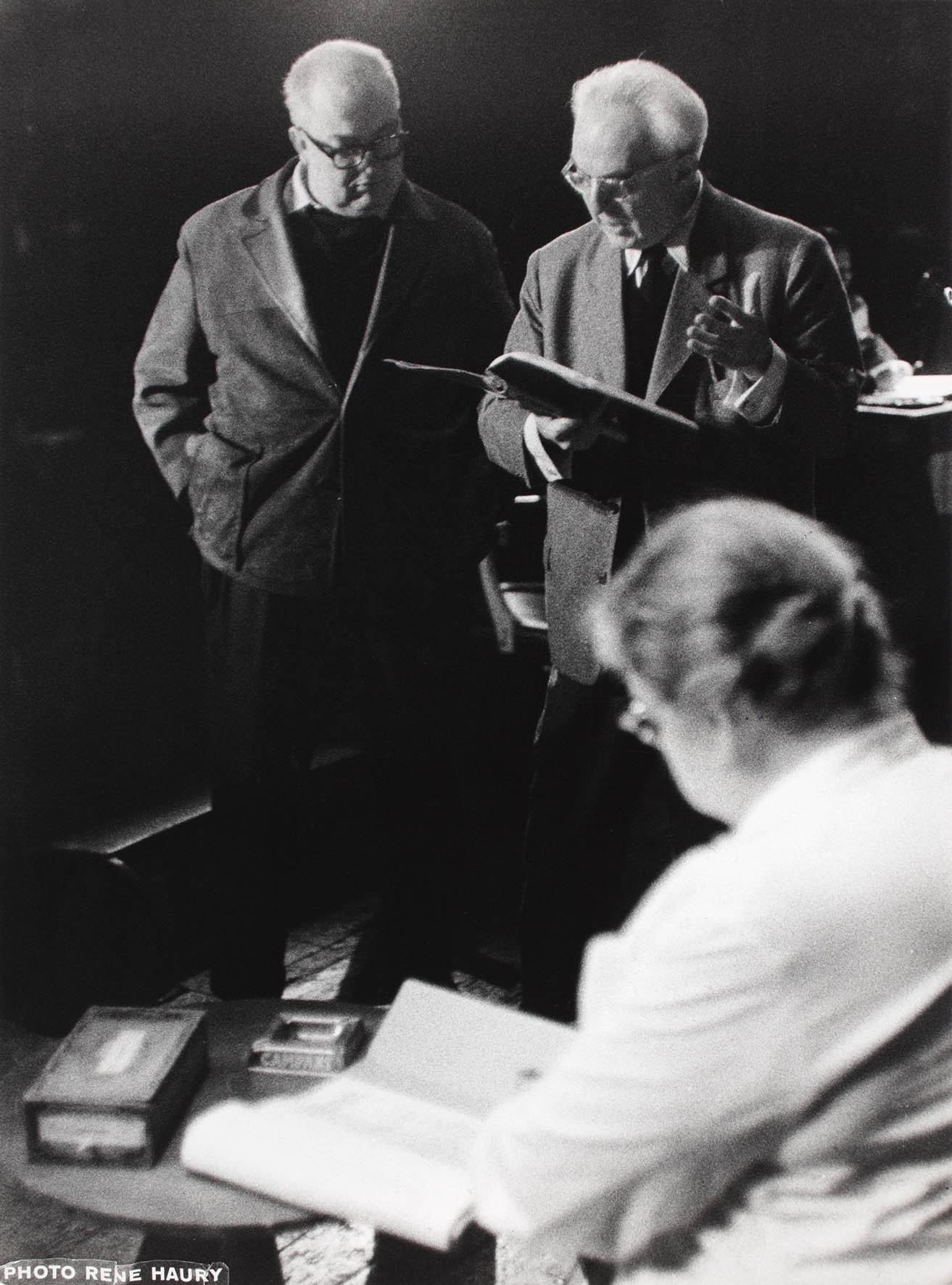 FD con Kurt Horwitz e Therese Giehse allo Schauspielhaus di Zurigo durante le prove di «I fisici», 1962